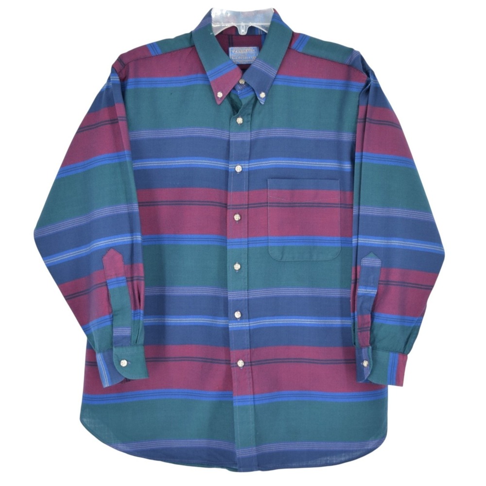Vtg Sir Pendleton Wool Shirt Mens XL Striped Flannel Fabric Craft Project Flawed